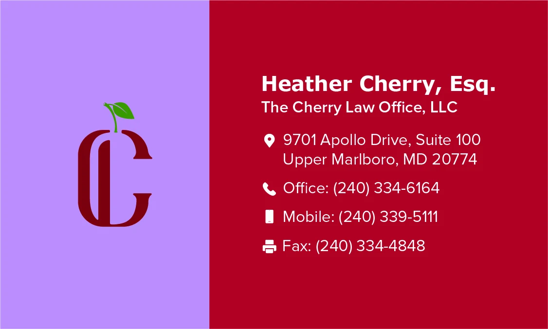 The Cherry Law Office — Cherry law Office business card Back