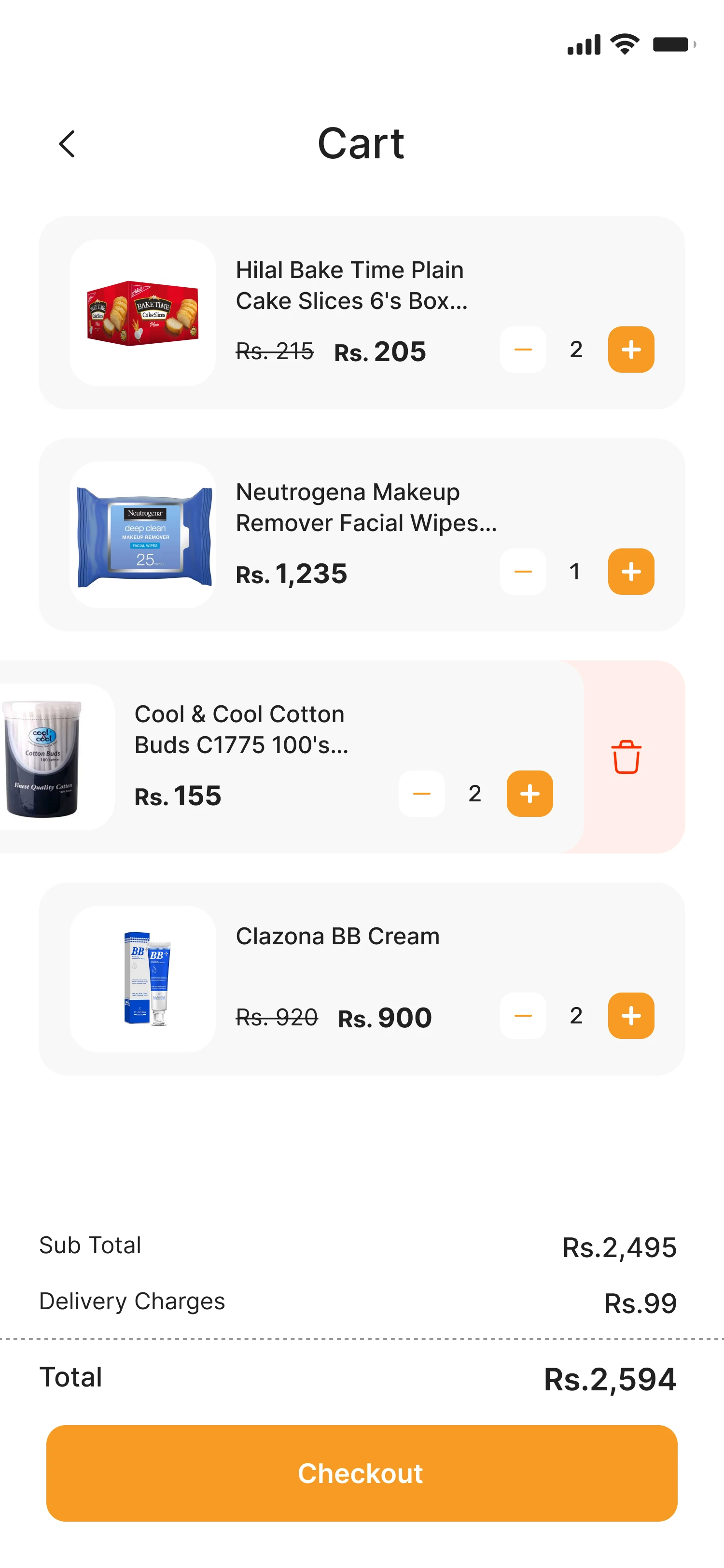 Imtiaz shopping app — Cart