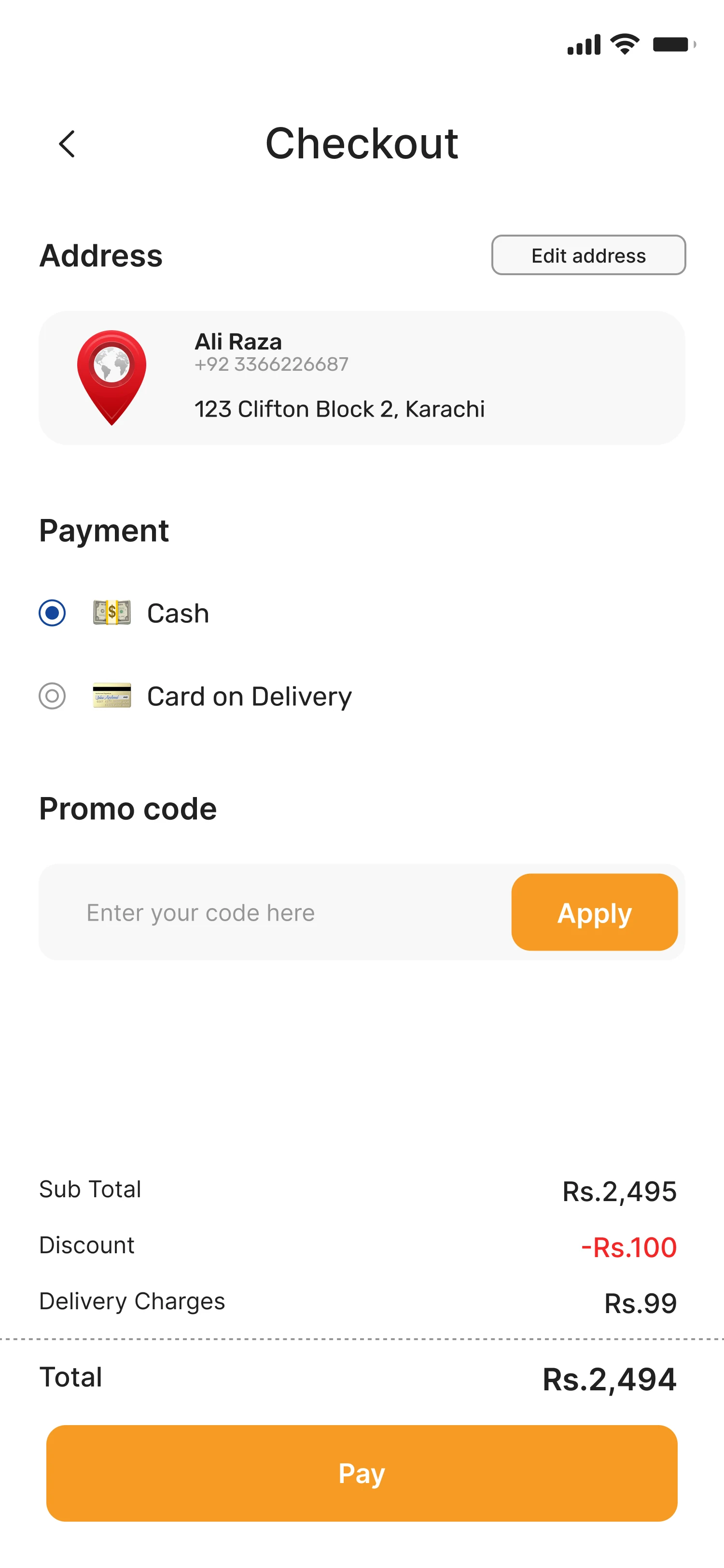 Imtiaz shopping app — Checkout