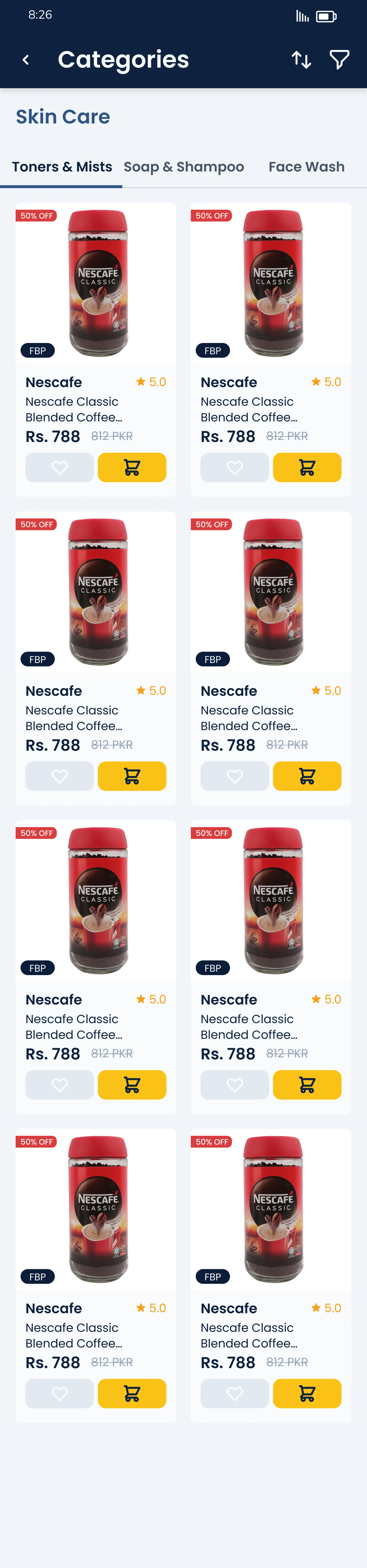 Plentys shopping app — Category Products